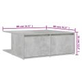 vidaXL Konferenčný stolík betónový sivý 80x80x31cm drevotrieska