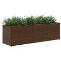 vidaXL Záhradný kvetináč s 2 nádobami hnedý 105x30x32 cm polyratan