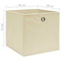 vidaXL Úložné boxy 4 ks, netkaná textília 28x28x28 cm, krémové