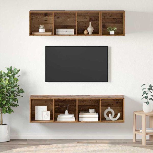 vidaXL Zostava TV skriniek Nástenný 3 pcs Staré drevo Kompozitné drevo