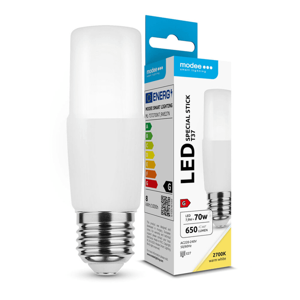 Modee Lighting LED žiarovka Stick T37 7,9W E27 teplá biela 650lm (ML-T372700K7,9WE27N)