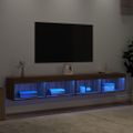 vidaXL TV skrinky s LED svetlami 2 ks hnedý dub 100x30x30 cm