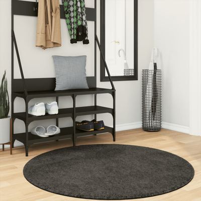 vidaXL Koberec ISTAN vysoký vlas lesklý vzhľad antracitový Ø 120 cm
