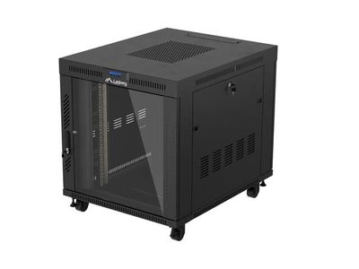19'' Voľne stojúca racková skriňa 15u/800x1000 (flat pack) s presklenými dverami lcd čierna lanberg V2