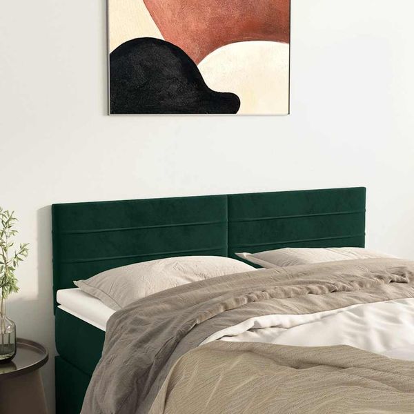 vidaXL Čelá postelí tmavozelené 144x5x78/88 cm zamatové