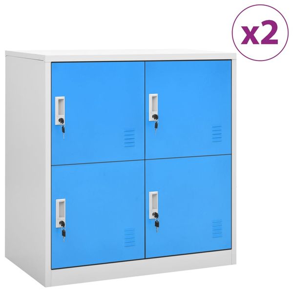 vidaXL Uzamykacie skrinky 2 ks bledosivé a modré 90x45x92,5 cm oceľové