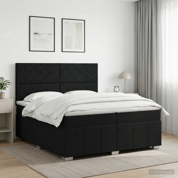 vidaXL Posteľ boxspring s matracom Čierna 200 x 200 cm Látka