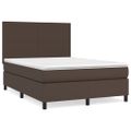 vidaXL Boxspring posteľ s matracom hnedá 140x190 cm umelá koža