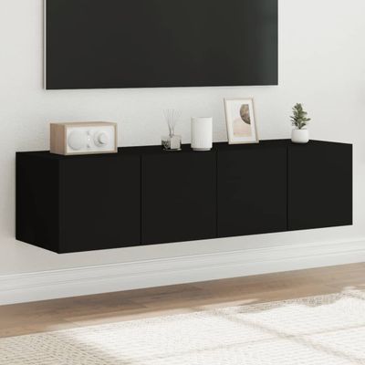 vidaXL TV nástenné skrinky s LED svetlami 2 ks čierne 60x35x31 cm