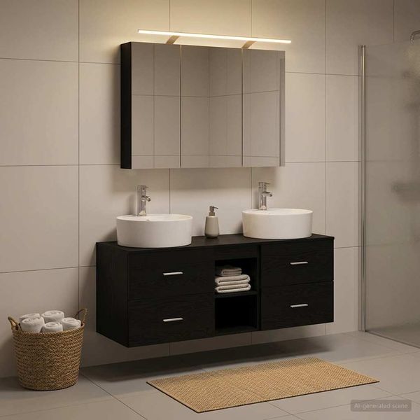 vidaXL Sada kúpeľňového nábytku 4 pcs Čierny dub