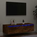 vidaXL TV skrinka s LED, tmavý dub 100X35,5x25 cm
