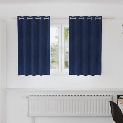 vidaXL Zatemňovacie závesy 2 pcs Tmavomodrá 140 x 140 cm Zamat