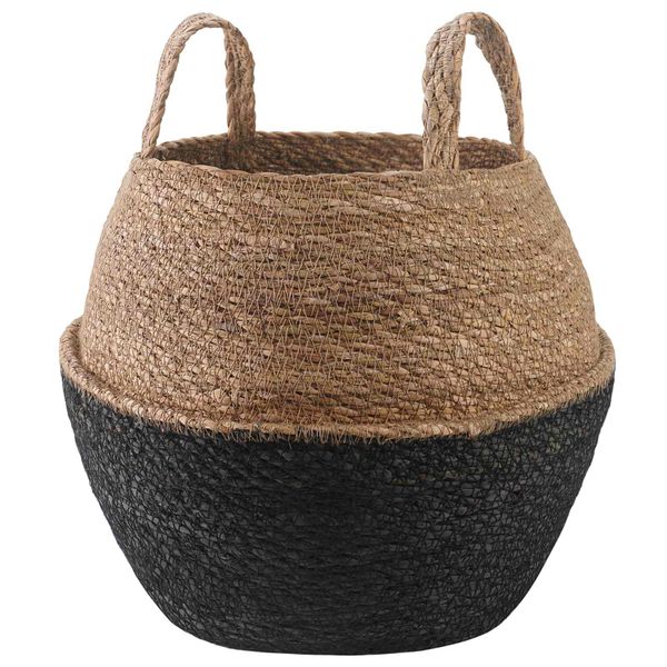 vidaXL Kvetináč s uchami Čierna Ø 32 x 32 cm 100% Morská tráva