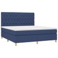 vidaXL Posteľný rám boxspring s matracom modrý 160x200 cm látka