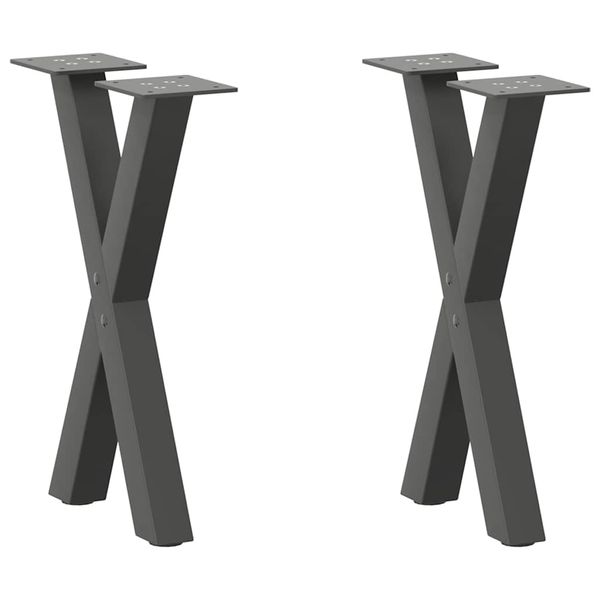 vidaXL Nohy konferenčného stolíka v tvare X, 2 ks, antracitové, 38 x (42-43) cm, oceľ