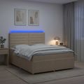 vidaXL LED boxspring posteľ s matracom Krémová 140 x 190 cm Látka
