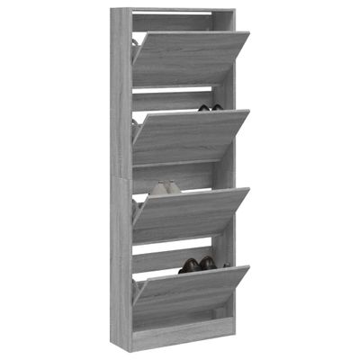 vidaXL Botník sivý dub sonoma 60x21x163,5 cm kompozitné drevo