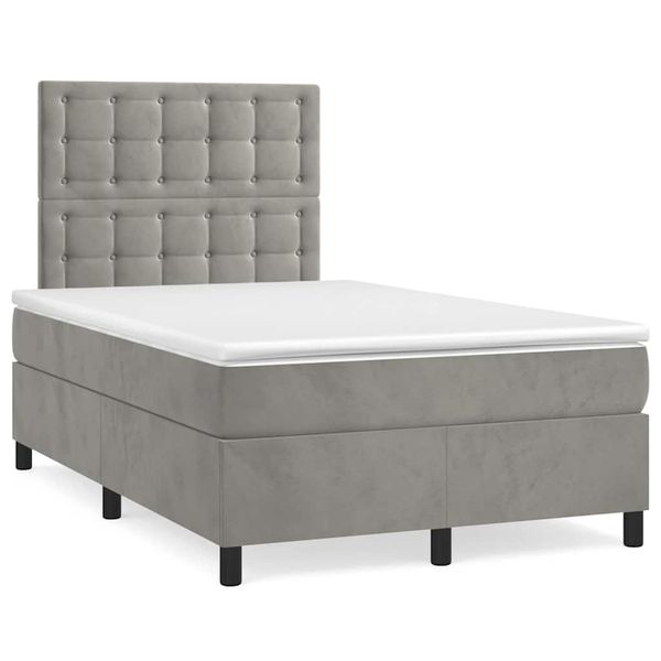 vidaXL Boxspring posteľ s matracom bledosivá 120x190 cm zamat
