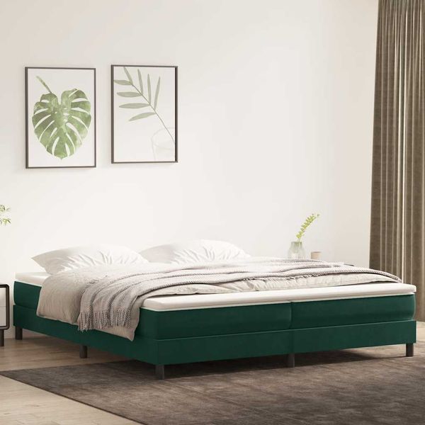 vidaXL Posteľný rám boxsping s matracom tmavozelený 180x210 cm zamat