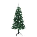 vidaXL Rohový umelý vianočný strom s 150 LED-i Zelená 150 cm PVC a kov