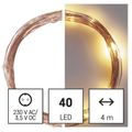 LED vianočný nano reťazec medený, 4 m, vonkajší aj vnútorný, teplá biela, časovač