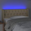 vidaXL Čelo postele s LED krémové 93x16x78/88 cm látka
