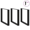 vidaXL Nohy k jedálenskému stolu v tvare U, 3 ks, čierne, 90 x (72-73) cm, oceľové