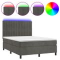 vidaXL Posteľ boxsping s matracom a LED tmavosivá 140x200 cm zamat