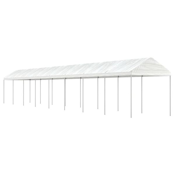 vidaXL Altánok so strechou, biely 17,84x2,28x2,69 m, polyetylén