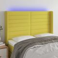 vidaXL Čelo postele s LED zelené 147x16x118/128 cm látka