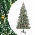 vidaXL Umelý vianočný stromček, snehom obalený, s LED svetlom 210 cm