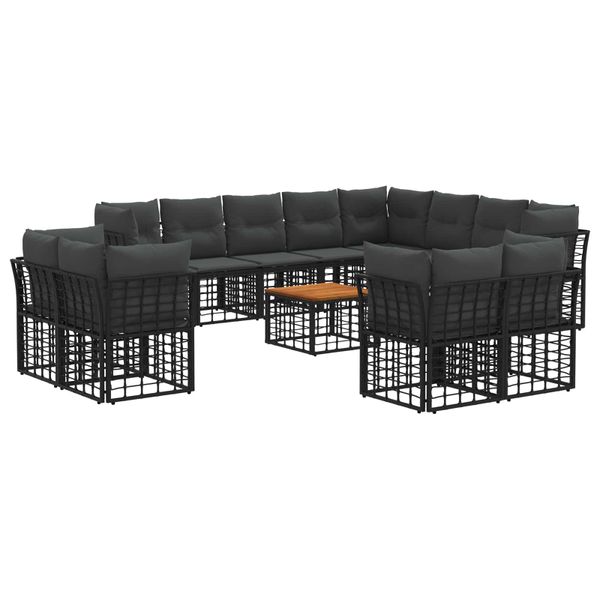 vidaXL Záhradná súprava gaučov 13 pcs Čierna a tmavošedá Polyester