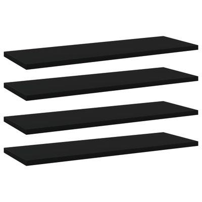 vidaXL Prídavné police 4 ks, čierne 60x20x1,5 cm, drevotrieska