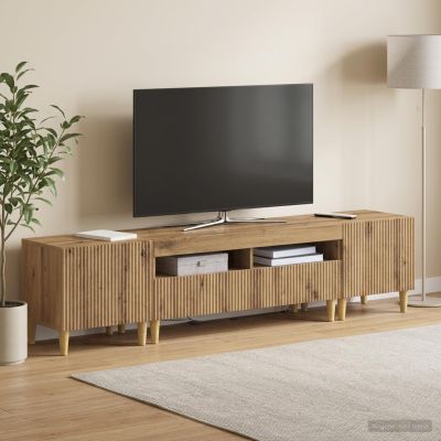 vidaXL 3-dielny LED TV stolík ARNHEM 3 ks Dub artisan Kompozitné drevo