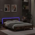 vidaXL Posteľný rám s čelom a LED hnedý dub 150x200 cm