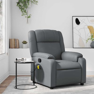 vidaXL Masážne kreslo s polohovacím mechanizmom, sivé, umelá koža