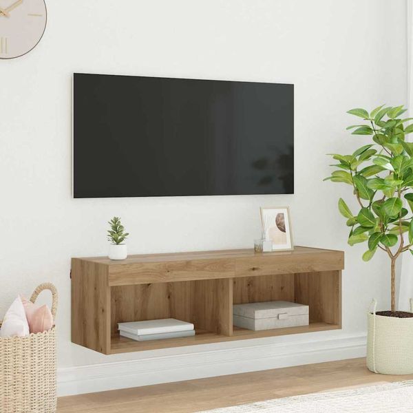 vidaXL TV nástenná skriňa s LED Remeselný dub 100 x 30 x 30 cm