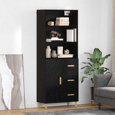vidaXL Highboard Čierny dub 69,5 x 32,5 x 180 cm Kompozitné drevo