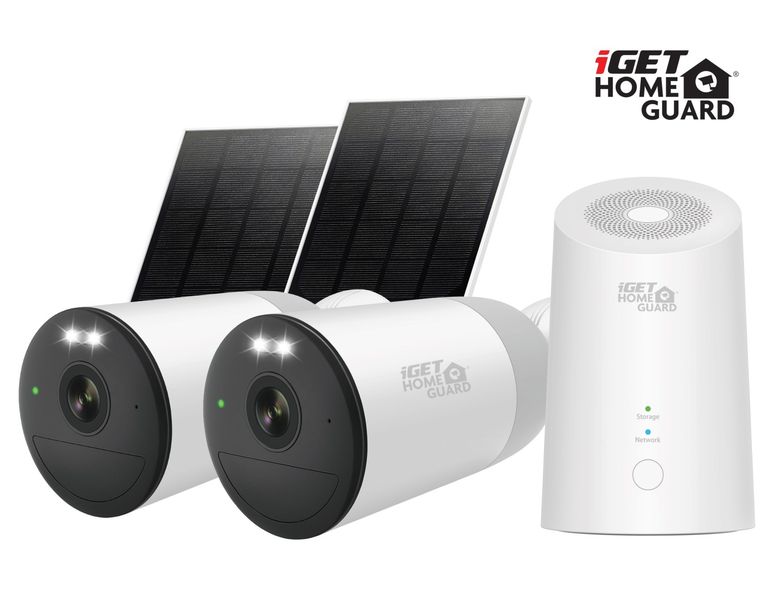 iGET HGWNK108402S - kamerový batériový 2K Wi-Fi set, 10CH NVR + 2x kamera so solár. panelom, 9000mAh