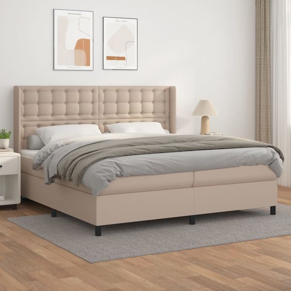 vidaXL Boxspring posteľ s matracom kapučínová 200x200 cm umelá koža