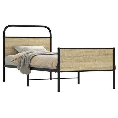 vidaXL Posteľný rám bez matraca 75x190 cm dub sonoma kompozitné drevo