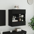 vidaXL TV nástenná skrinka s LED svetlami čierna 58,5x30x60,5 cm