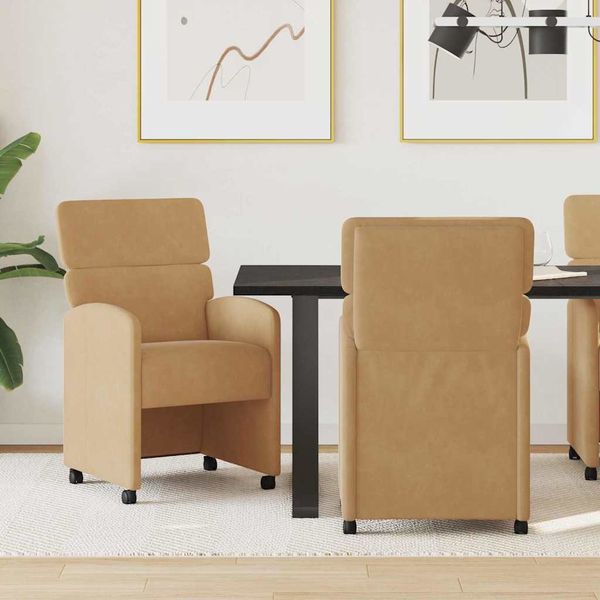 vidaXL Jedálenské stoličky na kolieskach 2 pcs Hnedá 58 x 65 x 98 cm