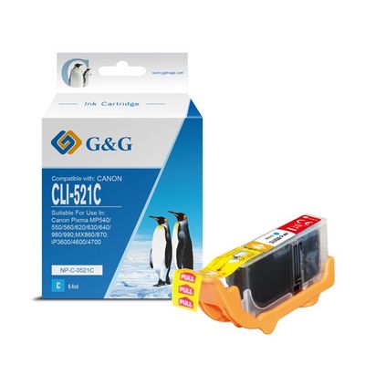 alt. kazeta G&G pre CANON CLI-521C  iP 3600 / iP 4600 / iP 4700 / MX 860 / MX 870 / MP 540 / MP 550 / MP 560 (9,4ml)
