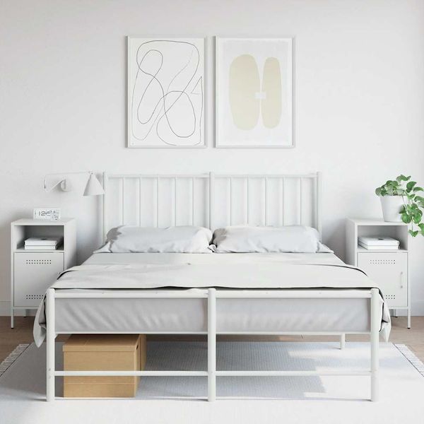 vidaXL Nočné stolíky 2 ks biela 36x39x68 cm oceľ