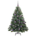 vidaXL Umelý vianočný stromček s 150 LED-i Zelená 150 cm PE a PVC