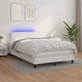 vidaXL Boxspring posteľ s matracom a LED biela 120x200 cm umelá koža