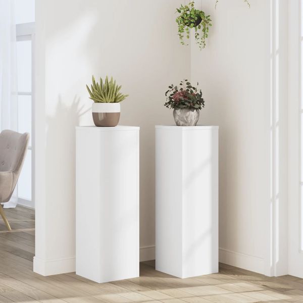 vidaXL Stojany na rastliny 2 ks biele 25x25x80 cm kompozitné drevo