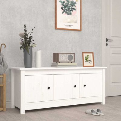 vidaXL Skrinka na topánky biela 110x38x45,5 cm masívna borovica