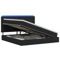 vidaXL LED úložná posteľ s matracom Čierna 200 x 200 cm Látka